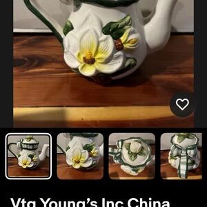 Young's Inc China Floral Teapot